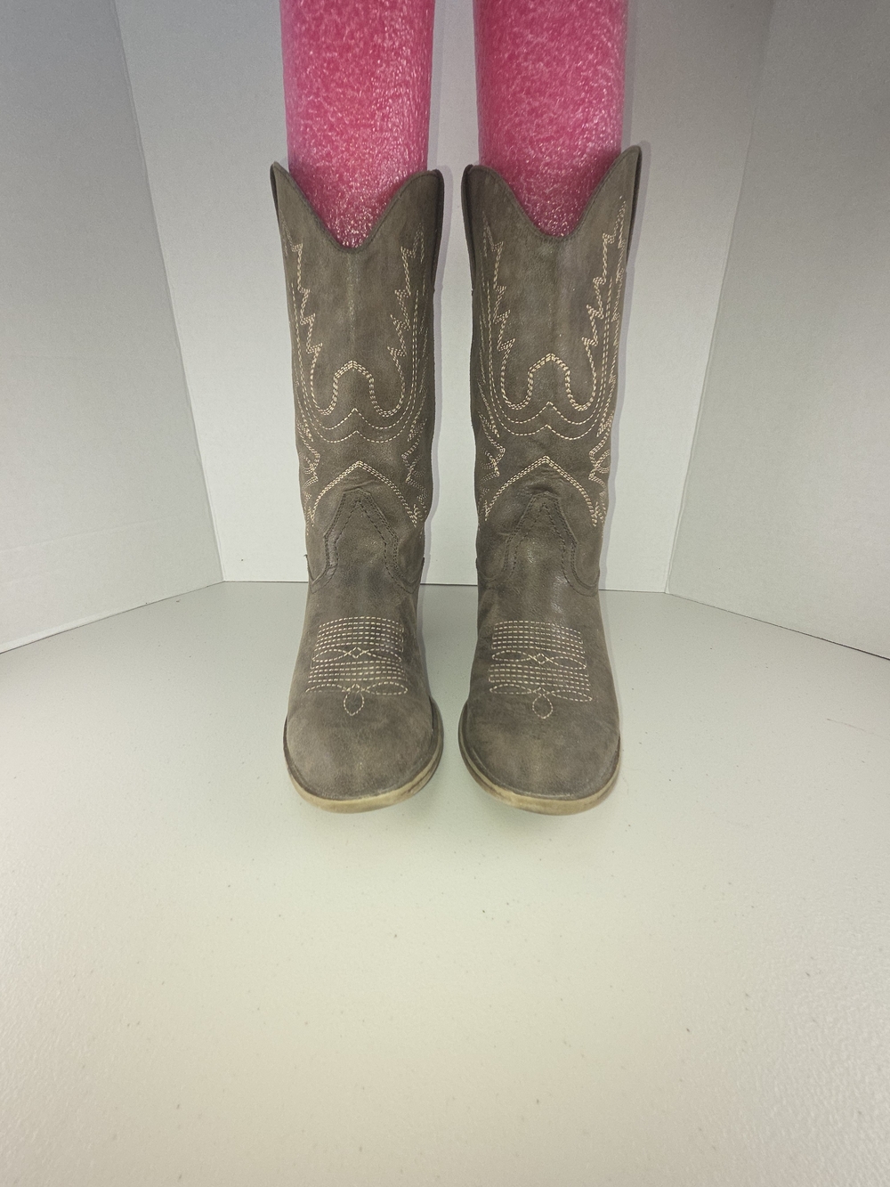 Women’s Taupe Western Cowboy Boots - Classic Stitch Detail 8.5